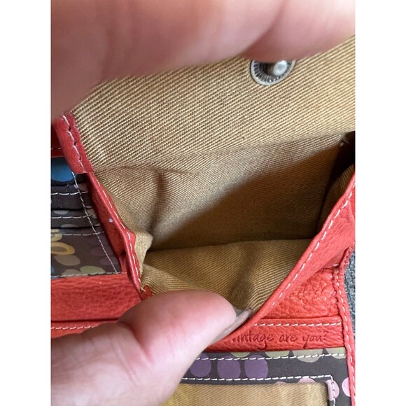 Fossil Women's Orange Genuine Pebble Leather Bi-Fold Snap Button Slim Wallet - Picture 5 of 12